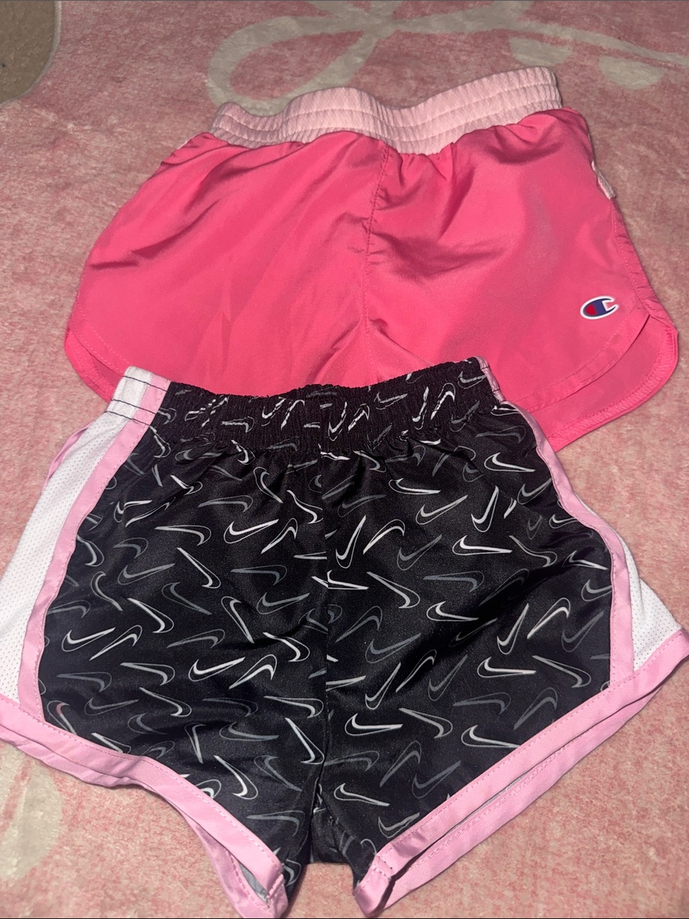 Champion Pink and Nike Black Girls' Athletic Shorts Duo
